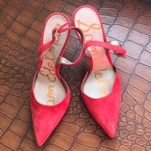 Sam Edelman Red Suede Pumps 6.5. 4” heel